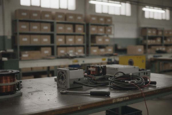 Banco de trabajo con componentes eléctricos en un taller español: el MITECO prepara ayudas a la fabricación nacional de tecnologías renovables